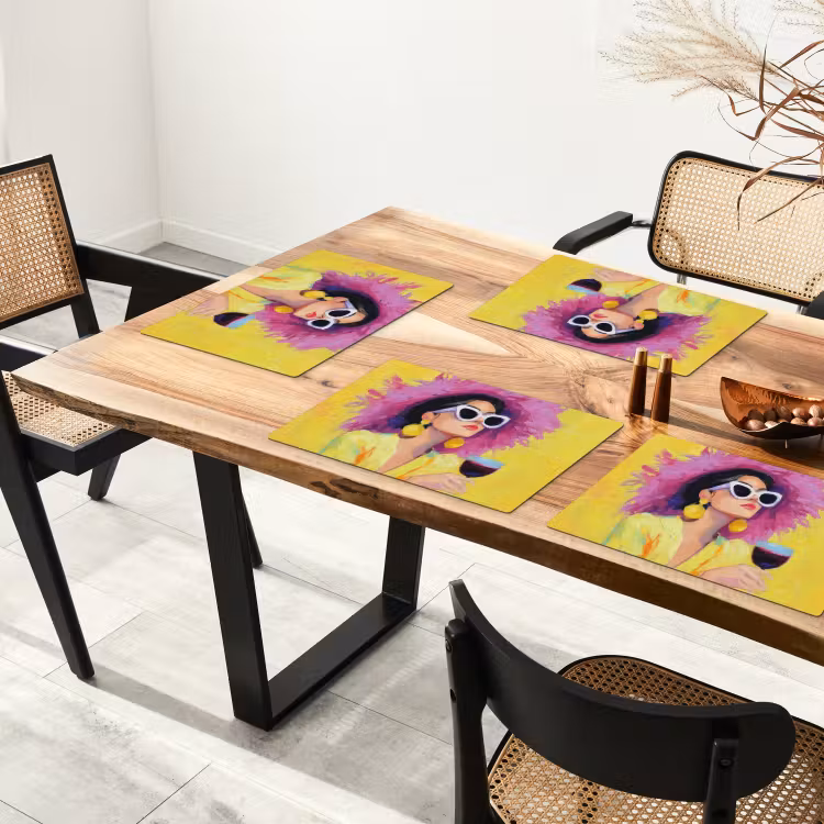 Vinilo para manteles individuales - Mujer - Sombrero - Morado - Vino — 4