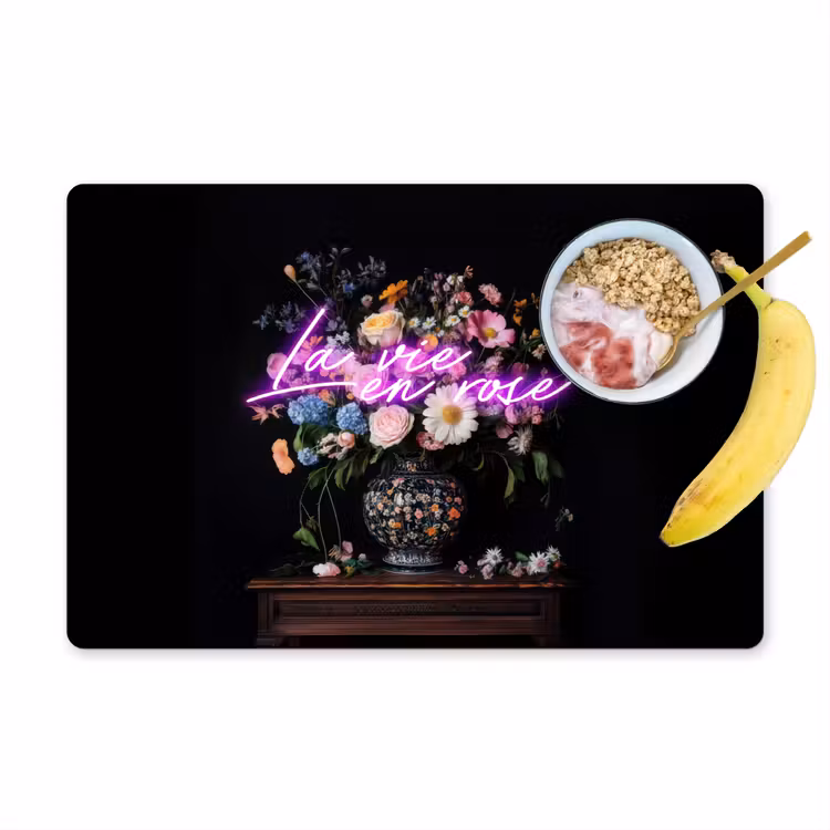 Vinilo para manteles individuales - Neón - Jarrón - Flores — 1