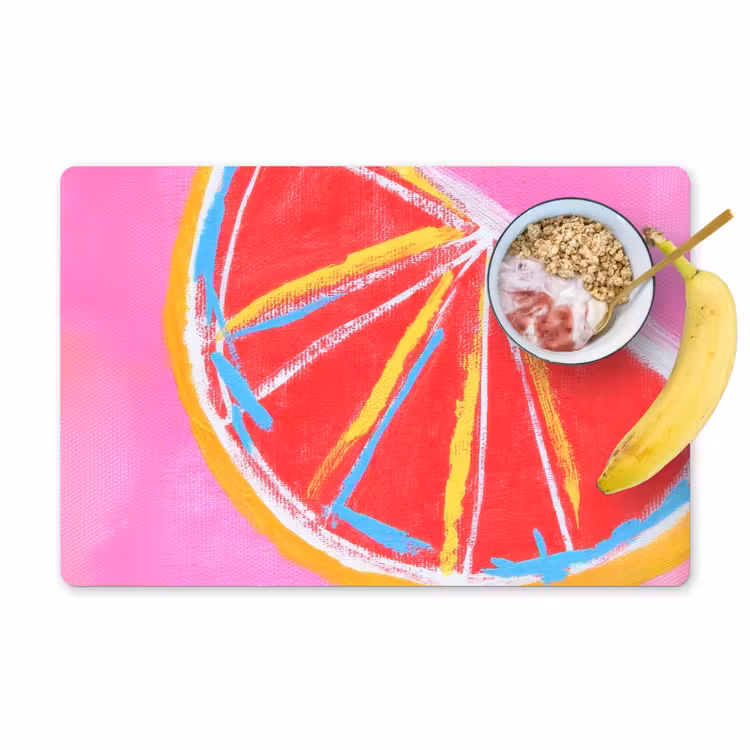 Vinilo para manteles individuales - Pomelo - Pintado - Rosa - Rayas — 1