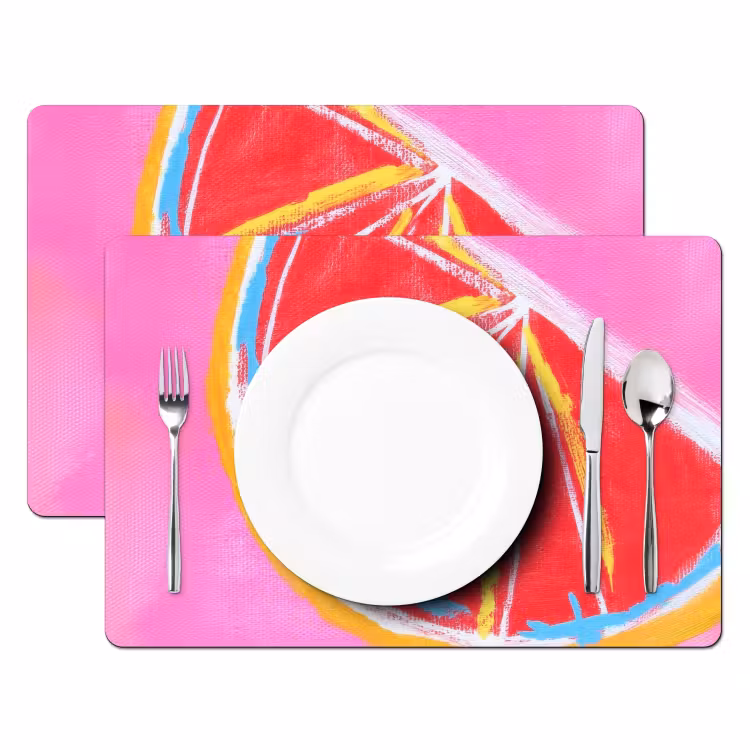 Vinilo para manteles individuales - Pomelo - Pintado - Rosa - Rayas — 2