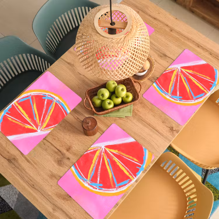 Vinilo para manteles individuales - Pomelo - Pintado - Rosa - Rayas — 3