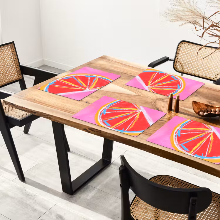 Vinilo para manteles individuales - Pomelo - Pintado - Rosa - Rayas — 4