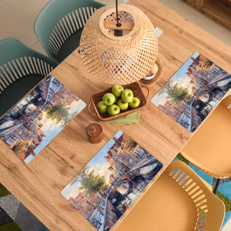 Vinilo para manteles individuales - Puente - Ciudad - Casas - Barco — 3