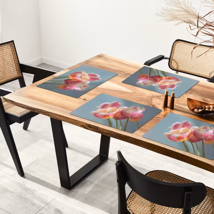 Vinilo para manteles individuales - Tulipanes - Rosa - Tallos — 4