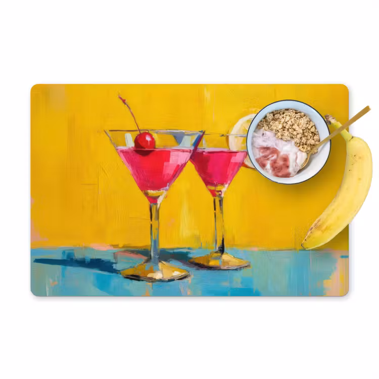 Vinilo para manteles individuales - Vasos - Cóctel - Limón - Cereza — 1