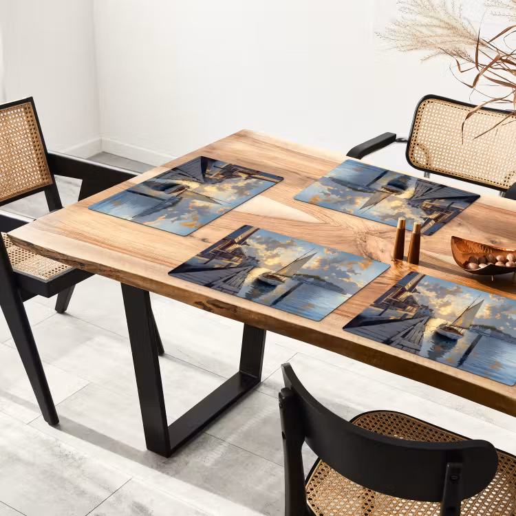 Vinilo para manteles individuales - Velero - Sol - Muelle - Madera — 4