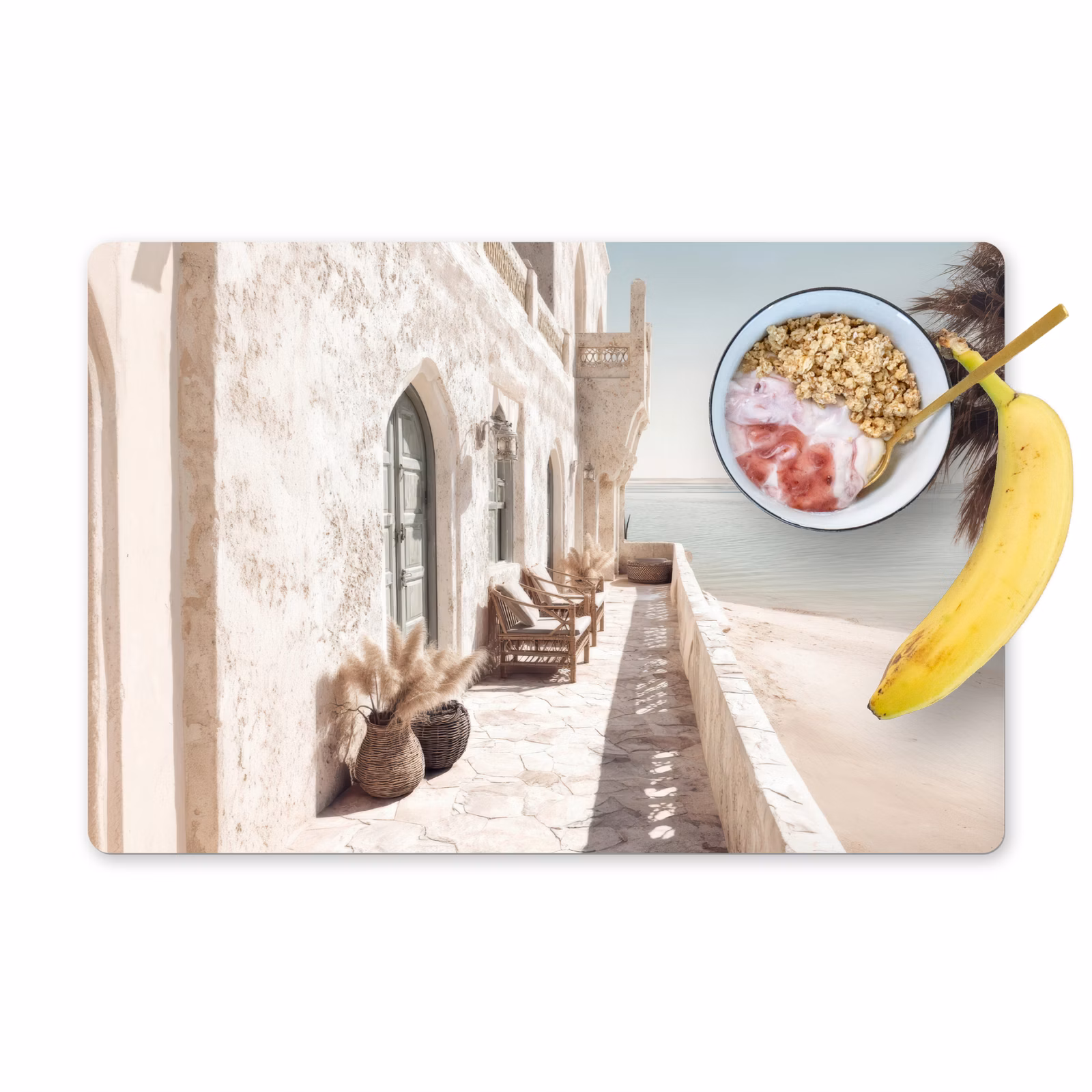 Vinilo para manteles individuales - Terraza - Sillas - Playa - Beige — 1