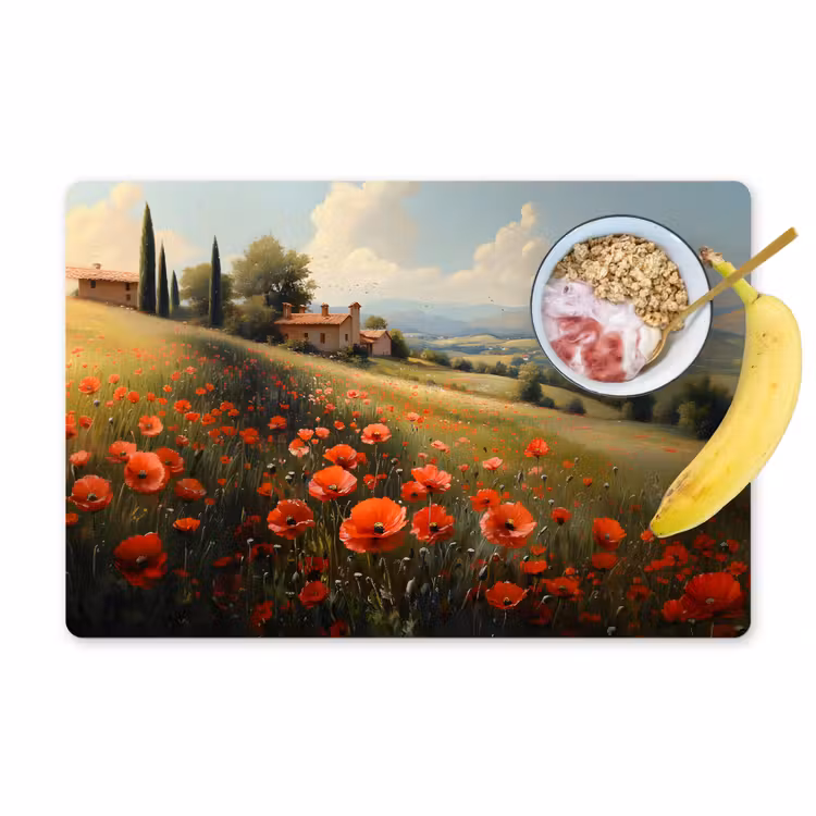 Vinilo para manteles individuales - Amapolas - Rojas - Colinas - Paisaje — 1