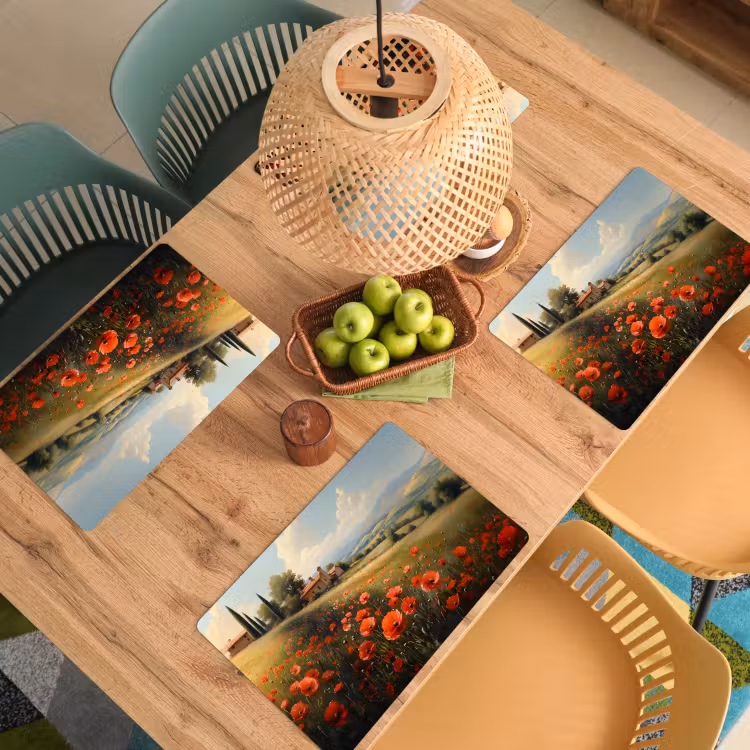 Vinilo para manteles individuales - Amapolas - Rojas - Colinas - Paisaje — 3