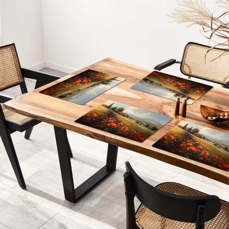 Vinilo para manteles individuales - Amapolas - Rojas - Colinas - Paisaje — 4