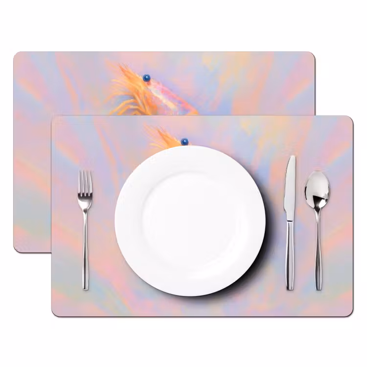 Vinilo para manteles individuales - Camarón - Estructura sutil - Azul - Rosa — 2