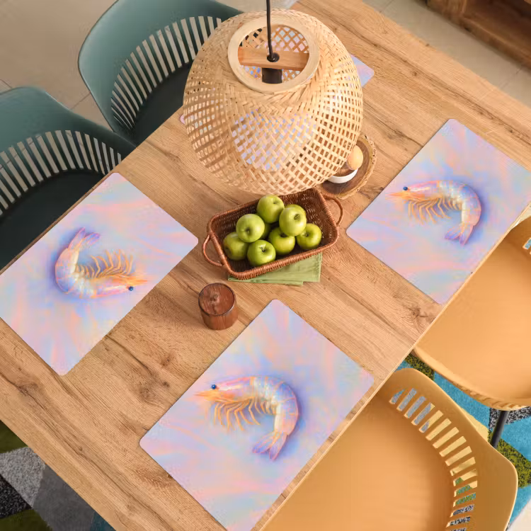 Vinilo para manteles individuales - Camarón - Estructura sutil - Azul - Rosa — 3