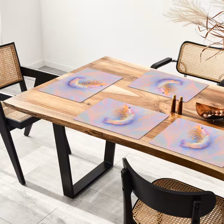Vinilo para manteles individuales - Camarón - Estructura sutil - Azul - Rosa — 4