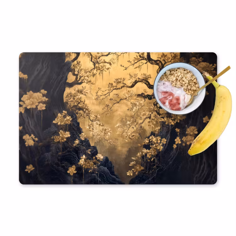 Vinilo para manteles individuales - Flores - Ramas - Oro - Decorativo — 1