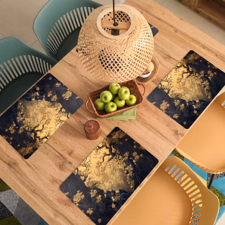 Vinilo para manteles individuales - Flores - Ramas - Oro - Decorativo — 3
