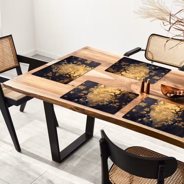 Vinilo para manteles individuales - Flores - Ramas - Oro - Decorativo — 4