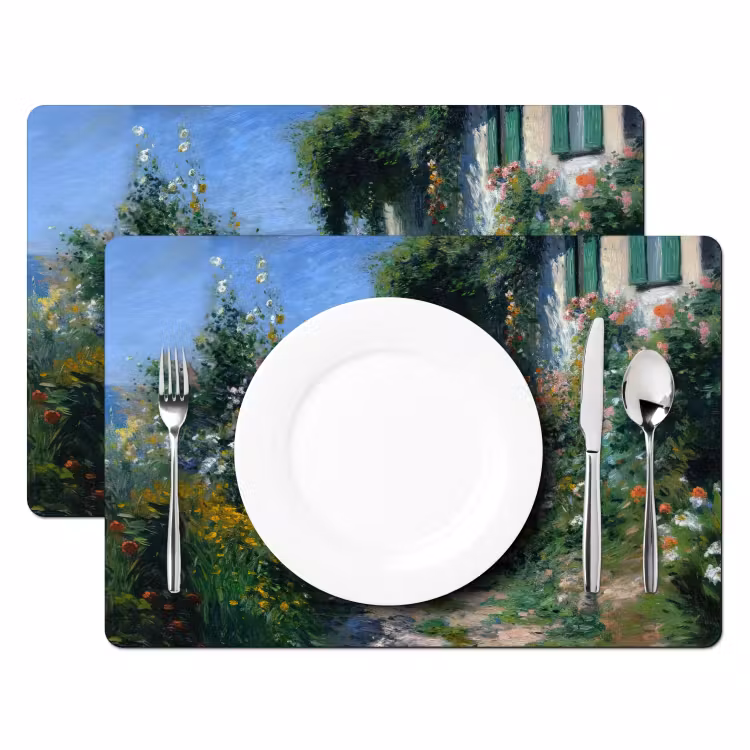 Vinilo para manteles individuales - Gato - Mujer - Flores - Casa — 2