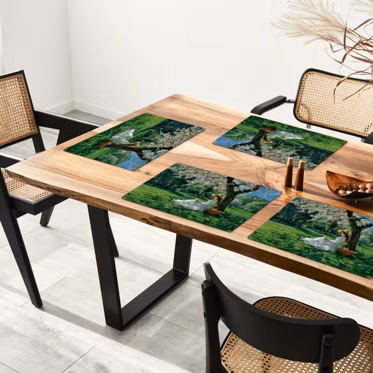 Vinilo para manteles individuales - Mujer - Árbol - Libro - Cesta — 4