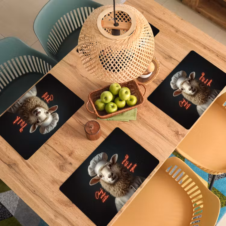 Vinilo para manteles individuales - Oveja - Ropa de cocina - Neón - Cita — 3