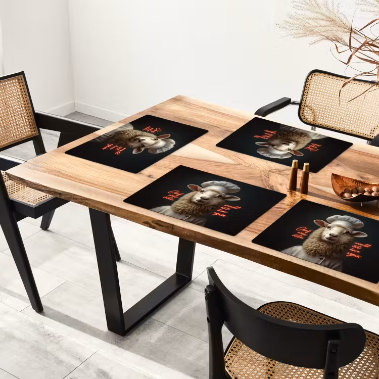 Vinilo para manteles individuales - Oveja - Ropa de cocina - Neón - Cita — 4