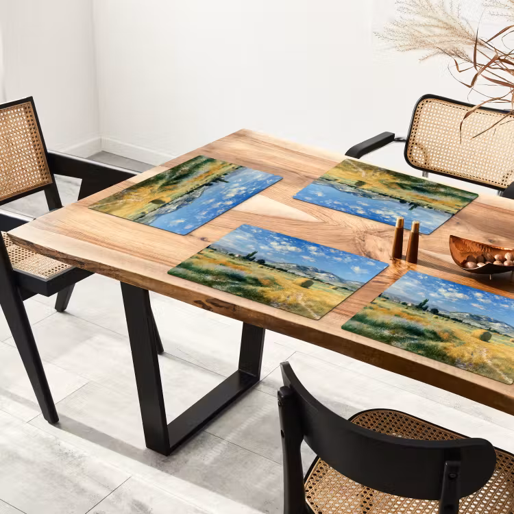 Vinilo para manteles individuales - Paisaje - Balas de paja - Montañas - Nubes — 4