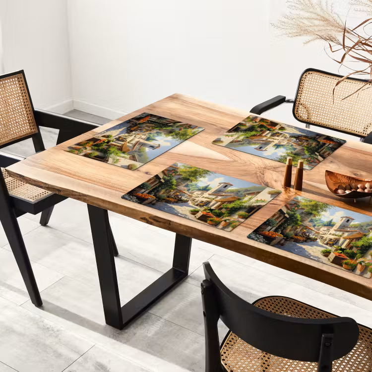 Vinilo para manteles individuales - Pueblo - Sol - Puestos - Casas — 4