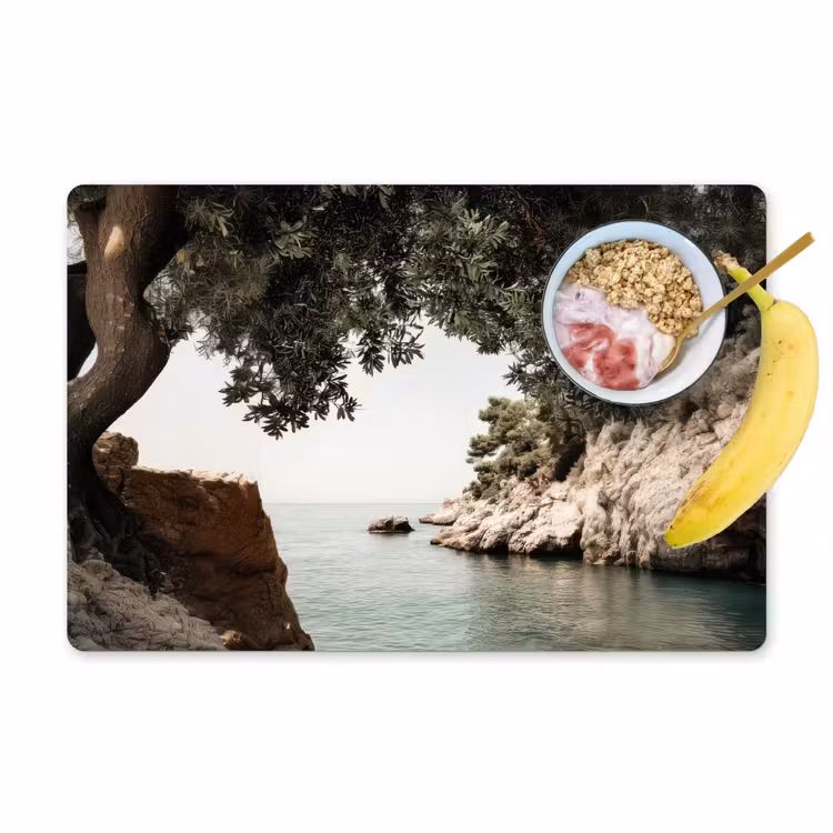 Vinilo para manteles individuales - Rocas - Mar - Árbol - Verde — 1
