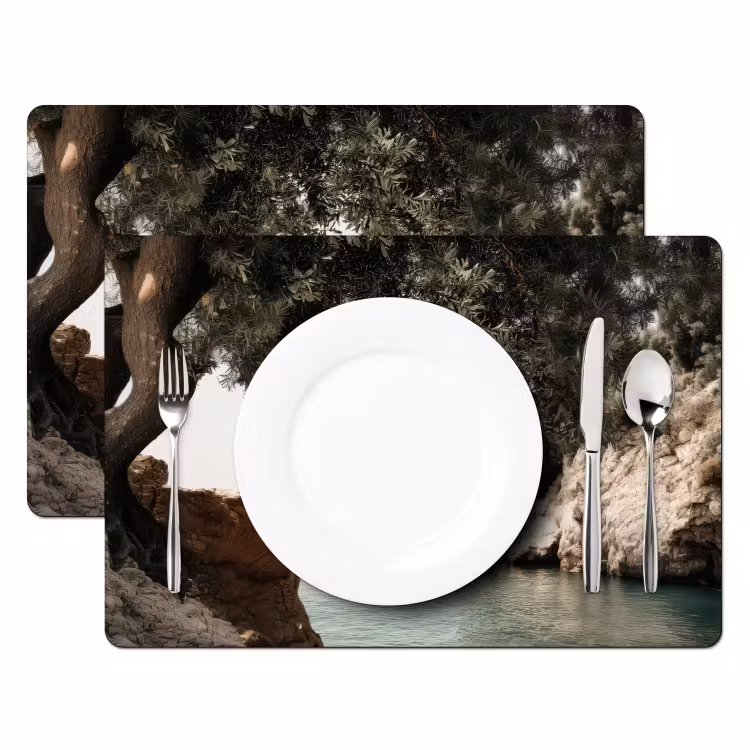 Vinilo para manteles individuales - Rocas - Mar - Árbol - Verde — 2
