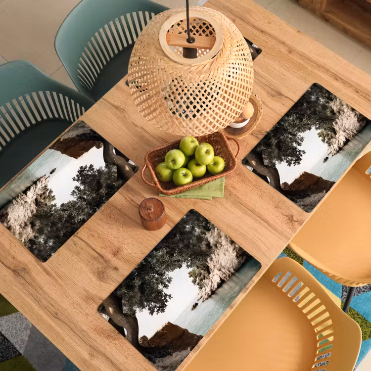Vinilo para manteles individuales - Rocas - Mar - Árbol - Verde — 3