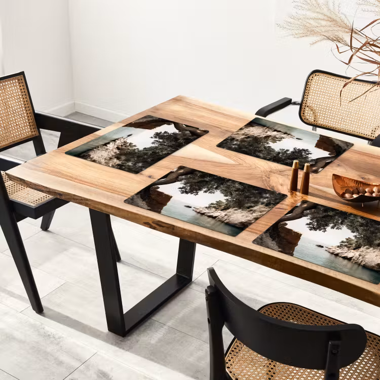 Vinilo para manteles individuales - Rocas - Mar - Árbol - Verde — 4