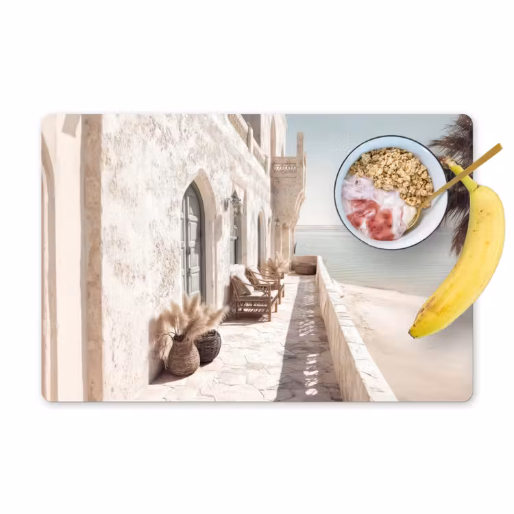 Vinilo para manteles individuales - Terraza - Sillas - Playa - Beige — 1