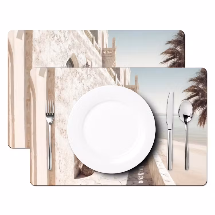 Vinilo para manteles individuales - Terraza - Sillas - Playa - Beige — 2