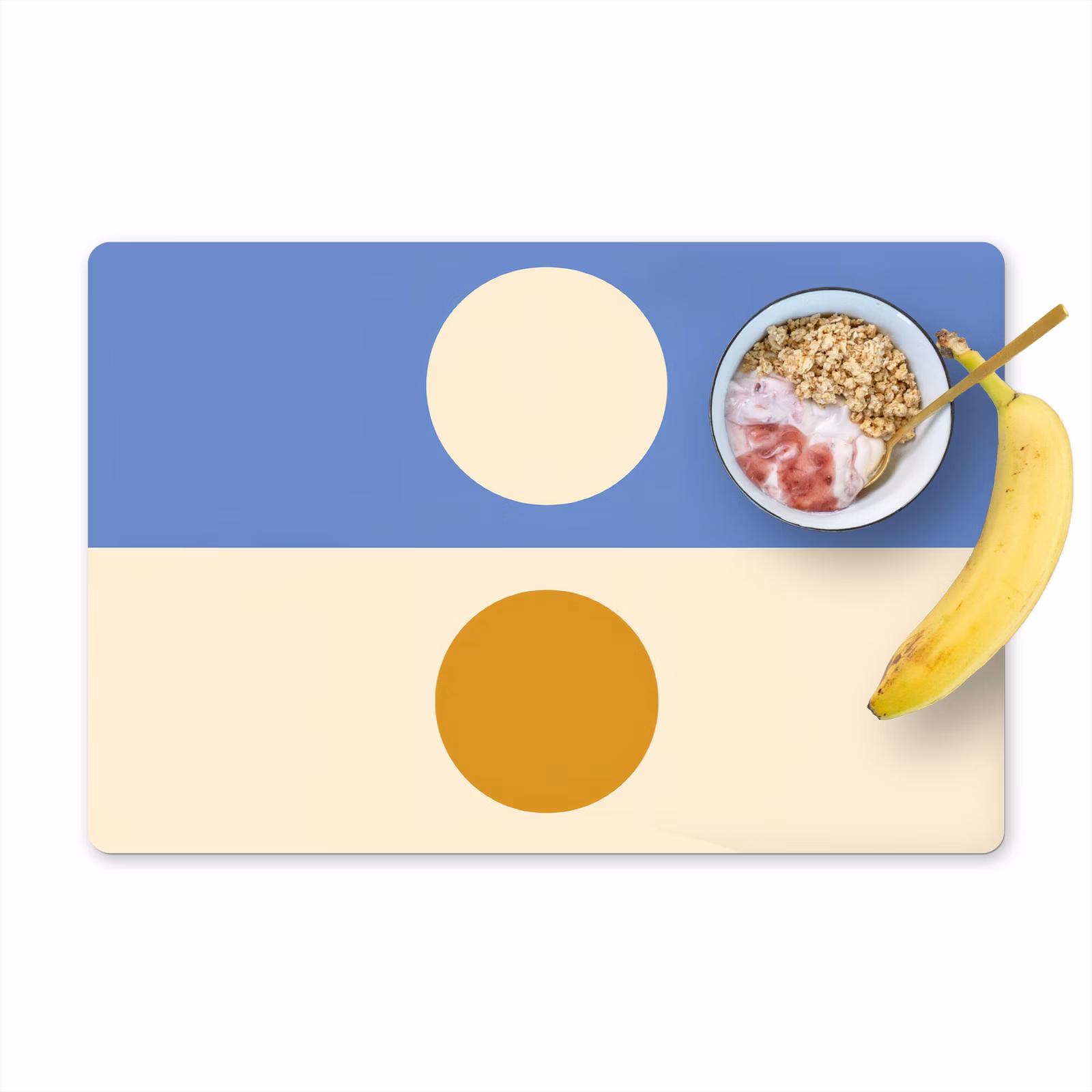 Vinilo para manteles individuales - Círculos - Simétricos - Blanco - Azul- Amarillo — 1
