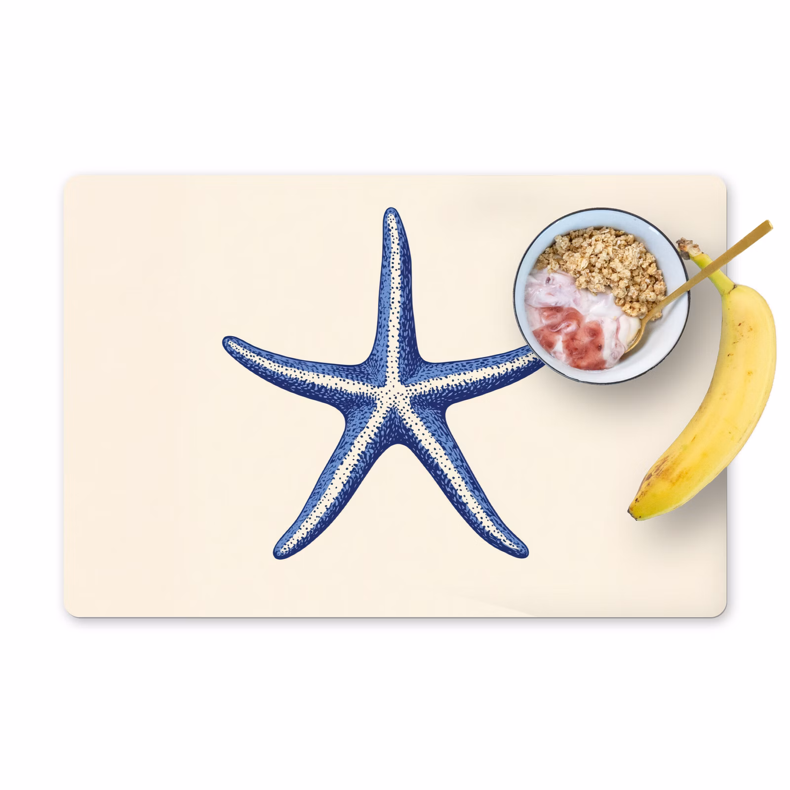 Vinilo para manteles individuales - Estrella de mar azul - Minimalista - Beige — 1