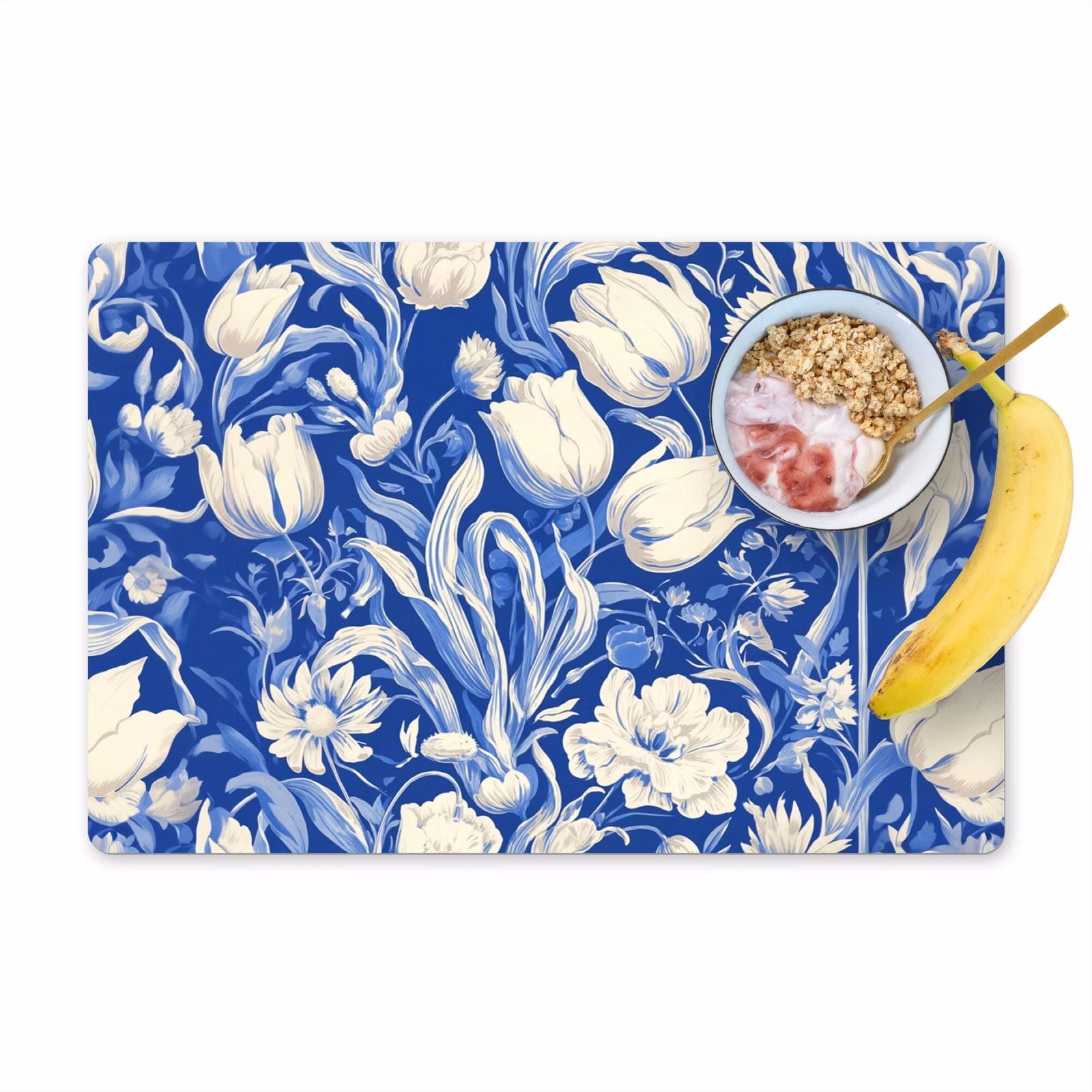 Vinilo para manteles individuales - Flores - Azul de Delft - Patrón - Tulipán — 1