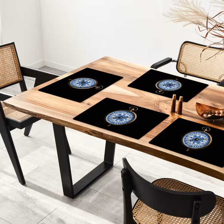 Vinilo para manteles individuales - Brújula - Azul de Delft - Negro — 4