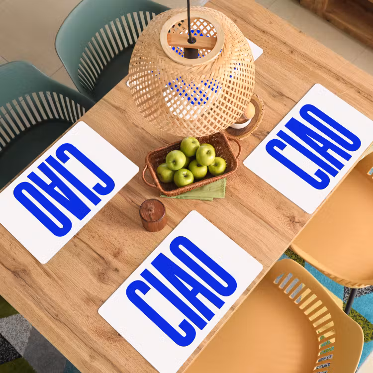 Vinilo para manteles individuales - Ciao - Mayúsculas - Azul - Minimalista — 3