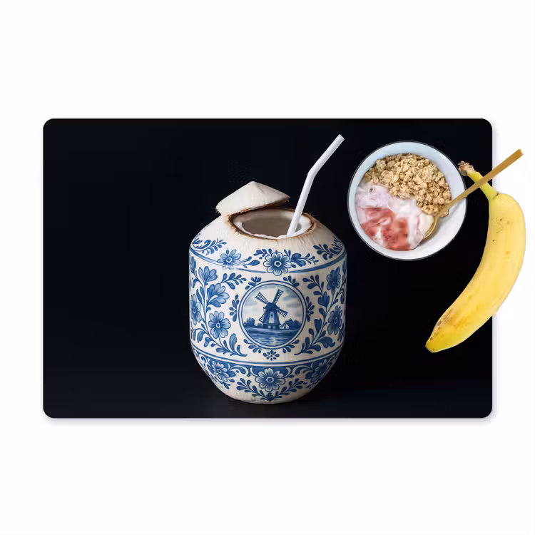 Vinilo para manteles individuales - Coco - Comida - Azul de Delft - Bebida — 1