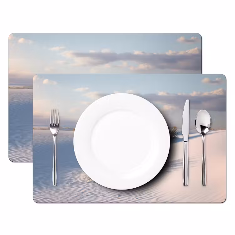 Vinilo para manteles individuales - Dunas - Hierba - Nubes - Beige — 2