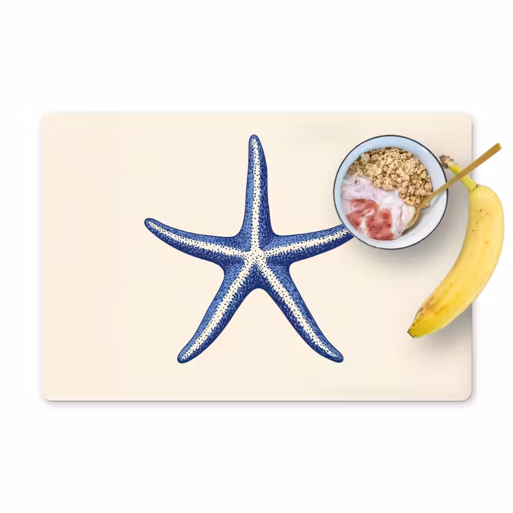 Vinilo para manteles individuales - Estrella de mar azul - Minimalista - Beige — 1