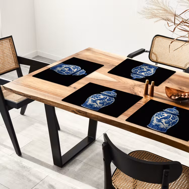 Vinilo para manteles individuales - Maceta - Azul de Delft - Flores — 4