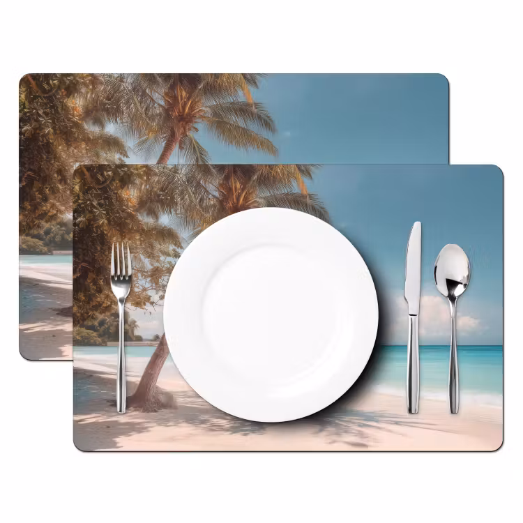Vinilo para manteles individuales - Palmera - Columpio - Playa - Cielo — 2