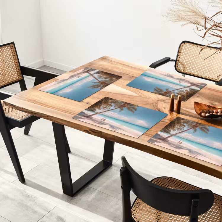 Vinilo para manteles individuales - Palmera - Columpio - Playa - Cielo — 4