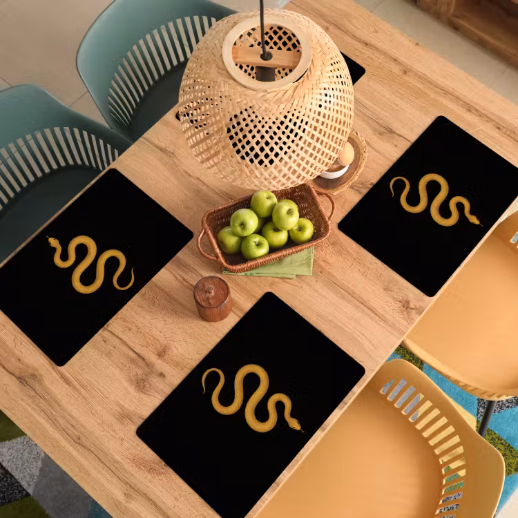 Vinilo para manteles individuales - Serpiente - Minimalista - Oro — 3