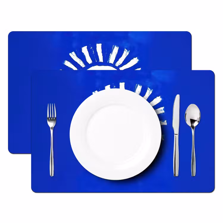 Vinilo para manteles individuales - Sol - Cara - Textura pincel - Azul — 2