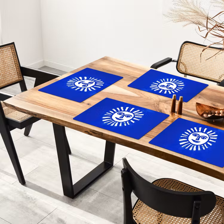 Vinilo para manteles individuales - Sol - Cara - Textura pincel - Azul — 4