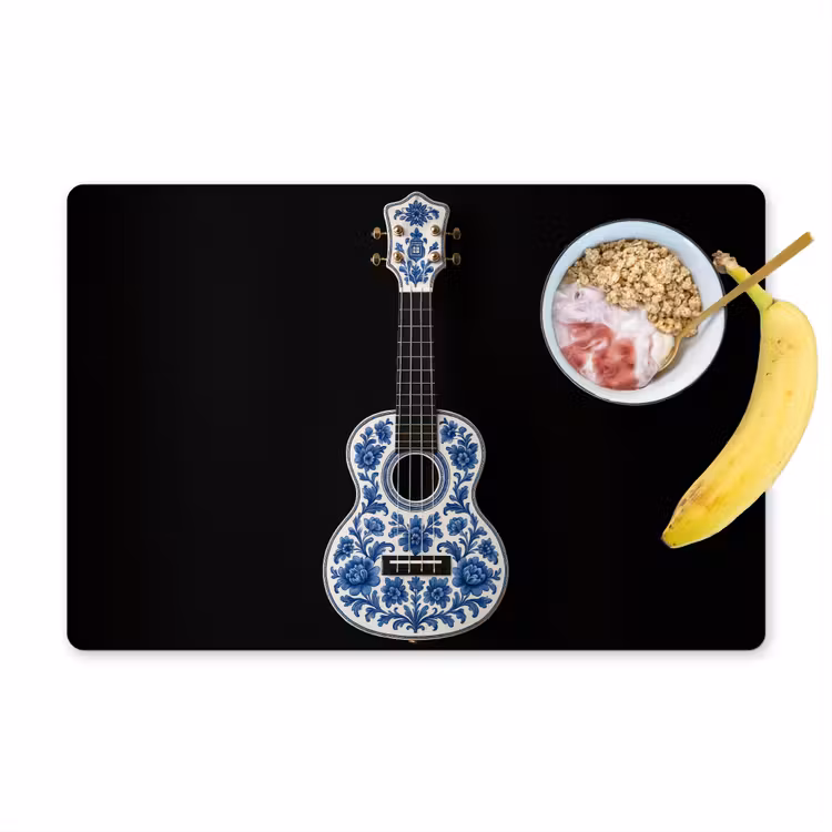 Vinilo para manteles individuales - Ukelele - Delft - Azul - Música — 1