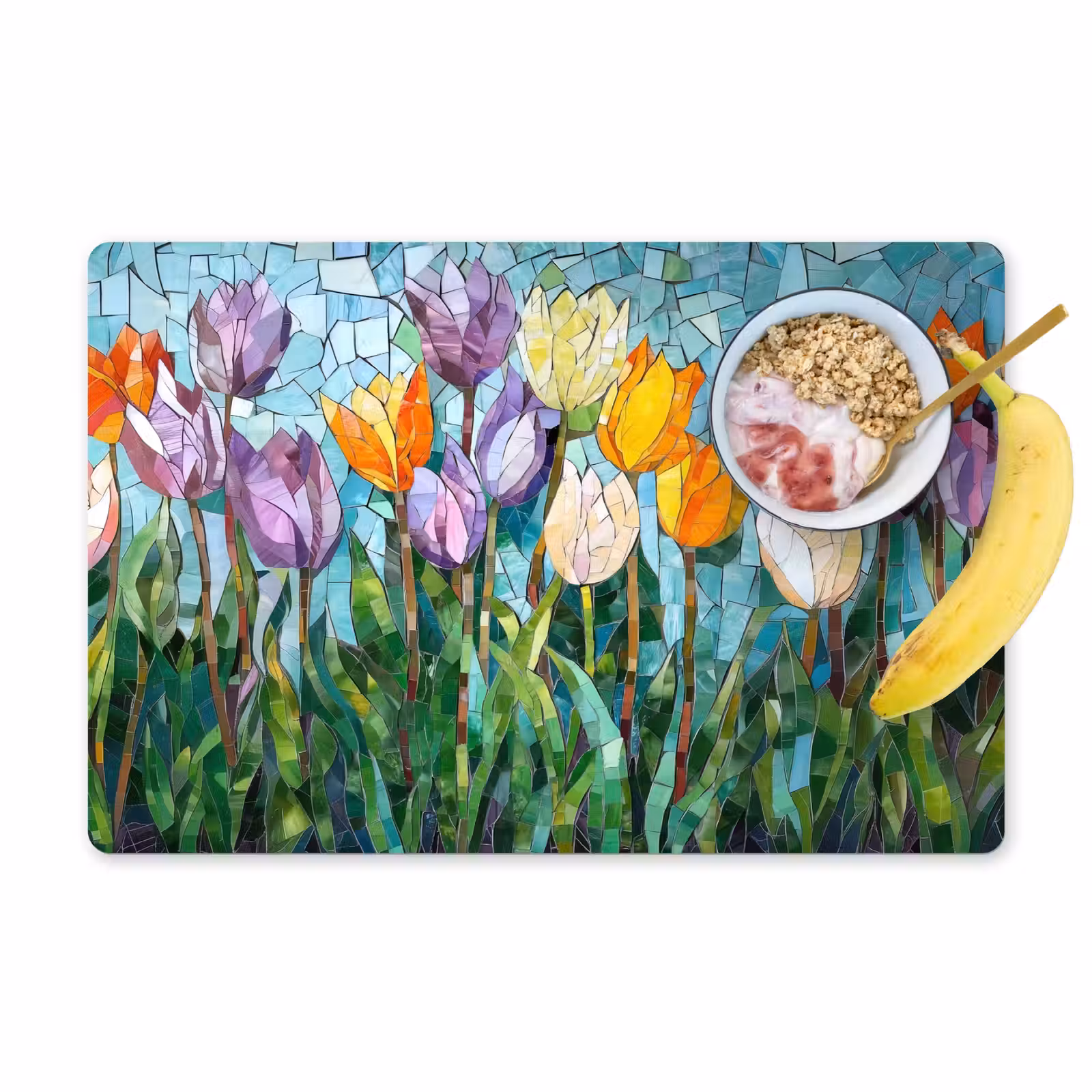 Vinilo para manteles individuales - Mosaico - Campo - Tulipanes - Colorido — 1