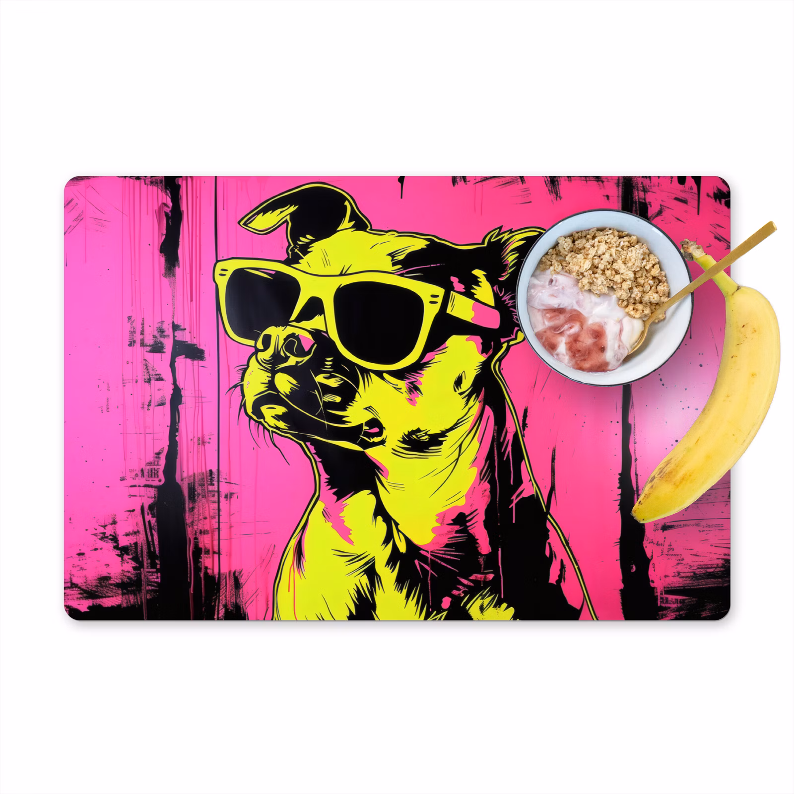 Vinilo para manteles individuales - Perro - Gafas de sol - Rosa - Arte — 1