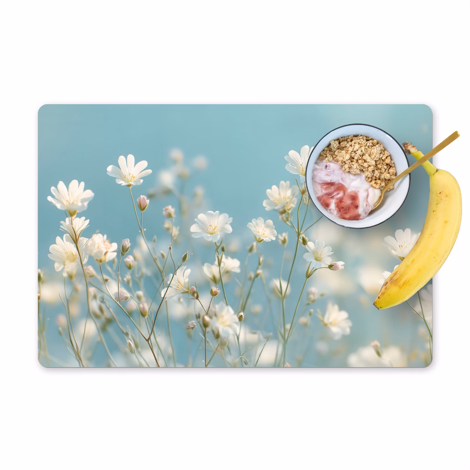 Vinilo para manteles individuales - Tallos - Flores - Aire - Blanco — 1